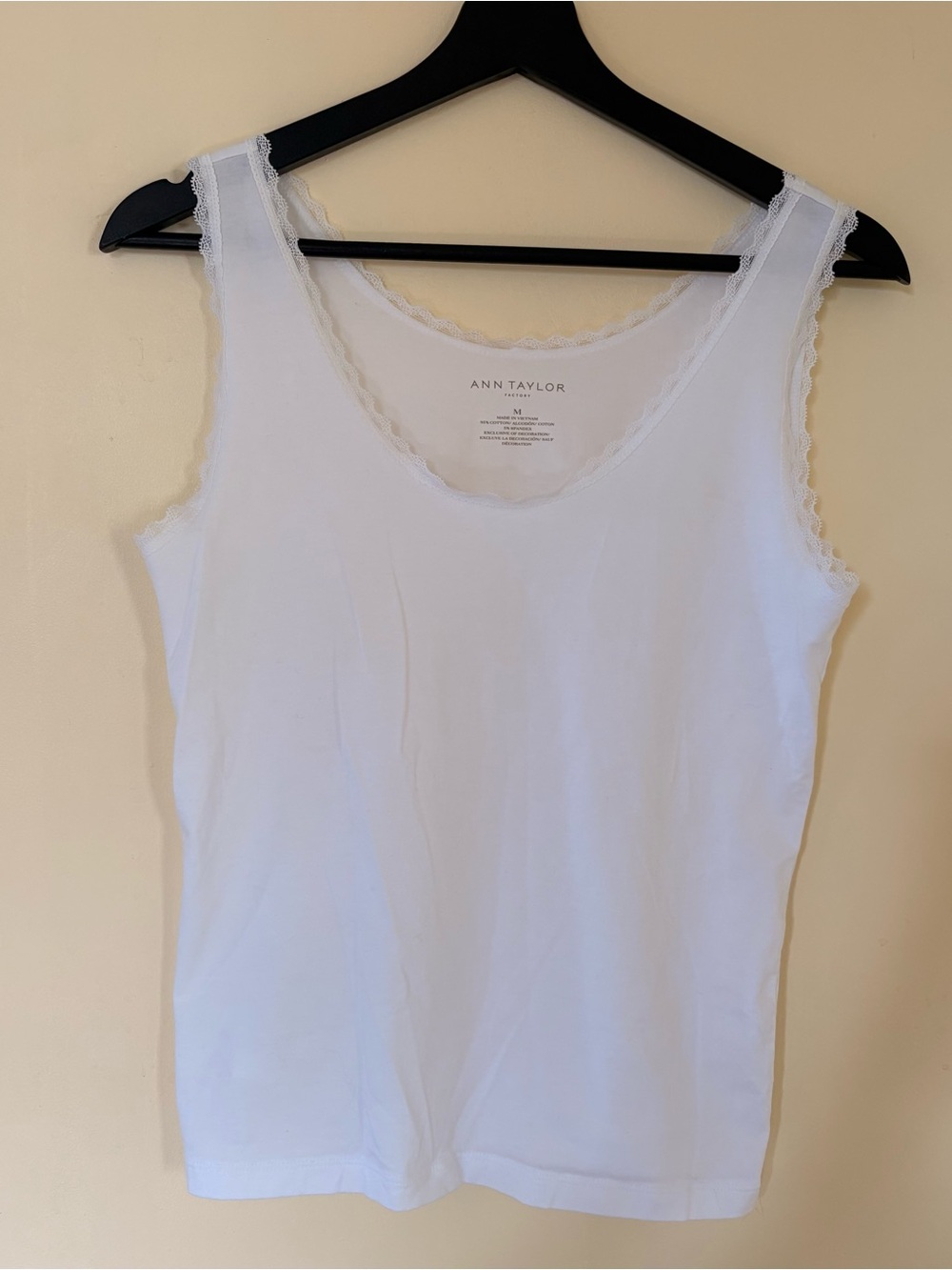 Ann Taylor Factory White Lace-Edge Camisole